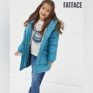 FatFace Blue Patterned Puffer Jacket